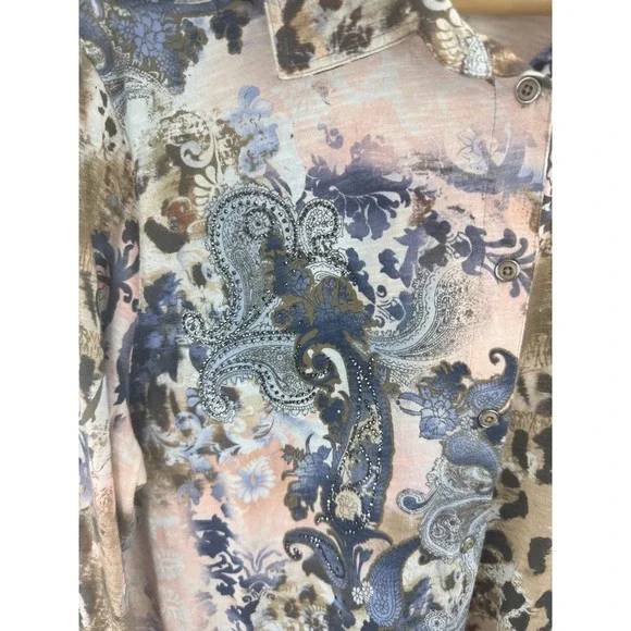 Soft‎ Surroundings Women's Wild Side Button Down Long Sleeve Shirt XL Boho Chic - Picture 5 of 8